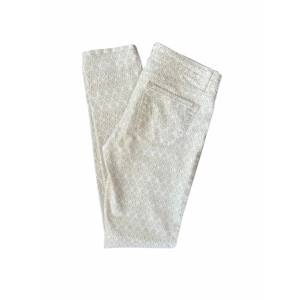 Prana Kara Skinny Jeans Size 4/27 Cream Printed Stretch Pants